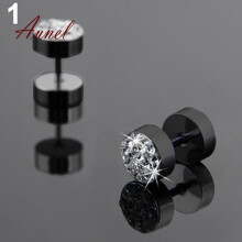 (schwarz) Fantastische Barbell Punk Edelstahl Herren Ohrstecker Ohrringe Schmuck 2 Stk