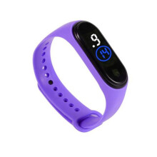 (Purppura) Tyylikäs, iskunkestävä, mukava unisex-kello LED-digitaalinäytöllä lapsille