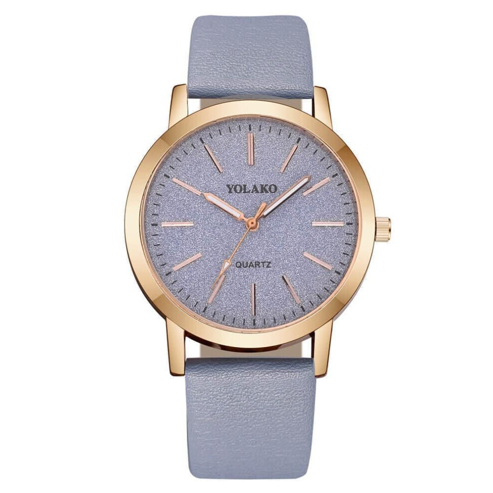(Bleu clair) Montre à quartz de luxe en cuir pour femme, montre à boucle tendance pour étudiante