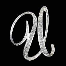 (U) Regali Spilla in cristallo con lettera strass Spilla inglese con lettera alfabeto gioielli