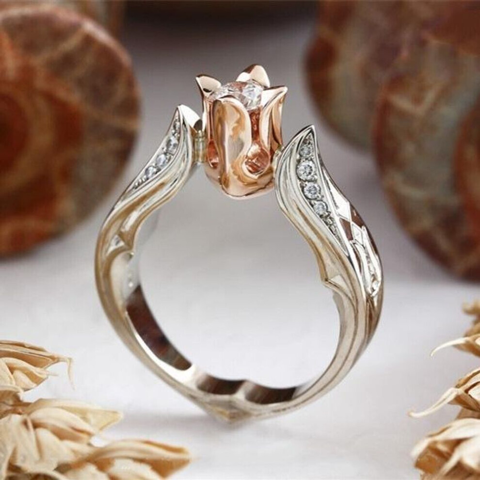 Bague en argent 100 % S925 véritable avec zircon cubique en forme de fleur (argent -6) pour femme