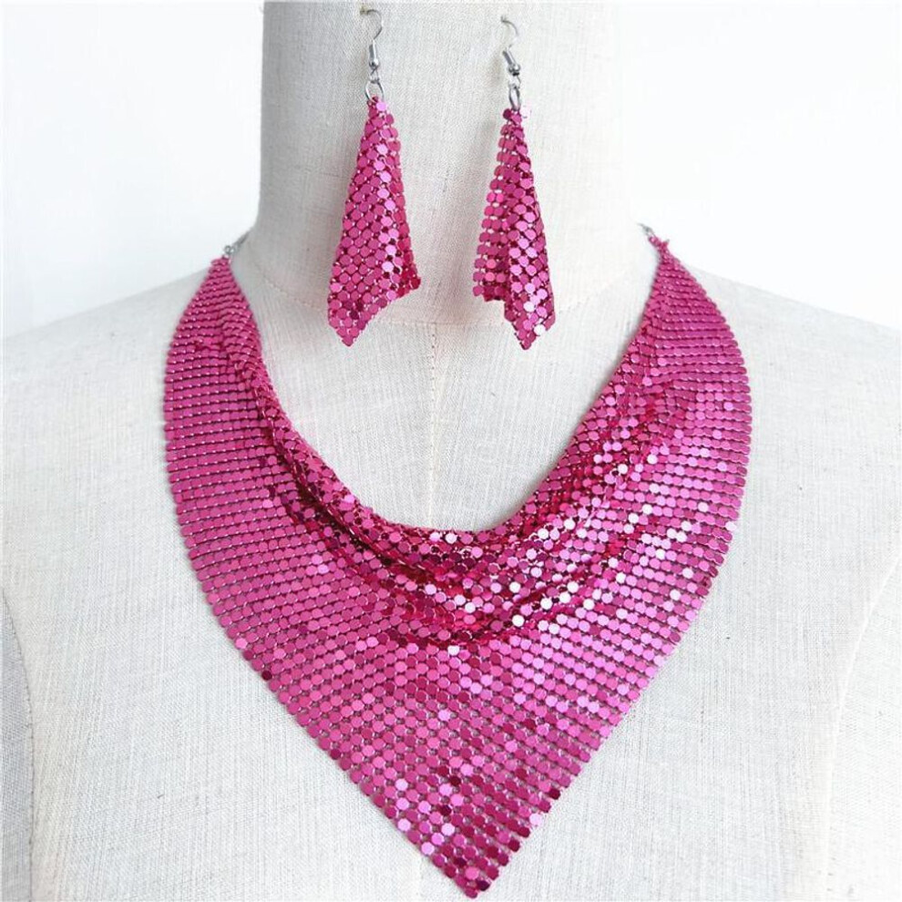 (Rose Rouge) « Foulard triangulaire en soie européen et américain avec des paillettes et des motifs