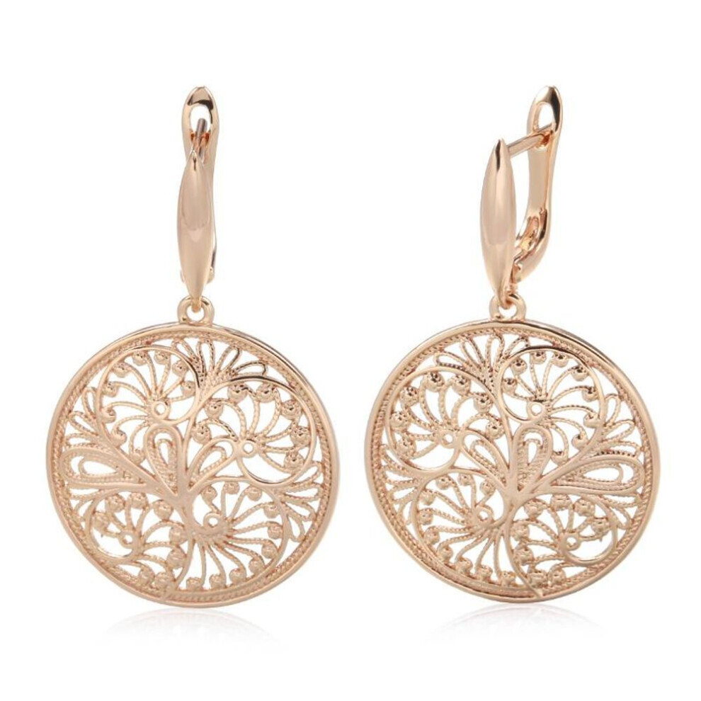 (comme sur la photo) Boucles d'oreilles pendantes rondes creuses en relief pour femmes, bijoux ethniques