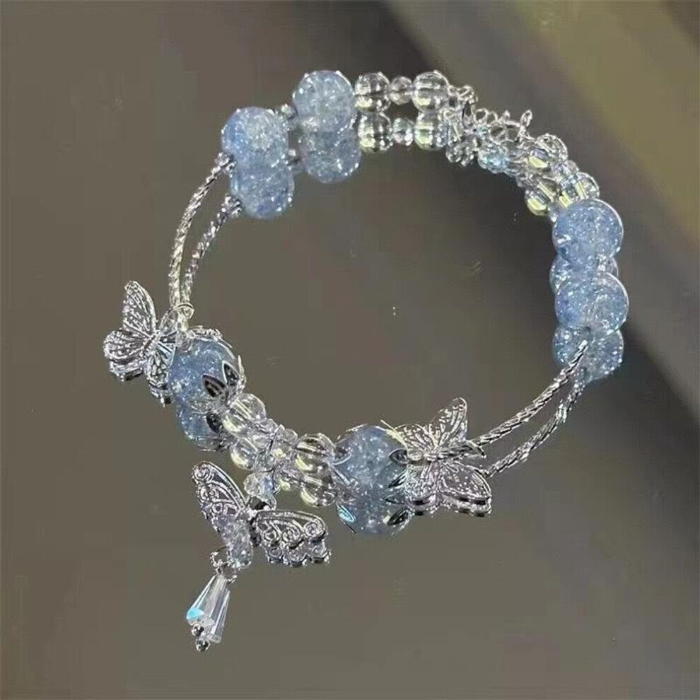 (comme sur la photo) Nouveau bracelet de perles de cristal élégant de luxe pour femme, pompon attrape-rêves