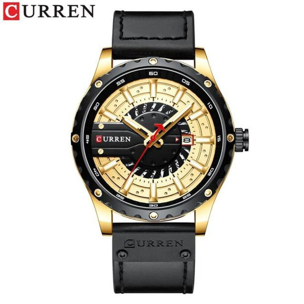 (Or) Curren Montres Top Marque Mode Montre-Bracelet En Cuir Décontracté Quartz Hommes Montre Nouvelle