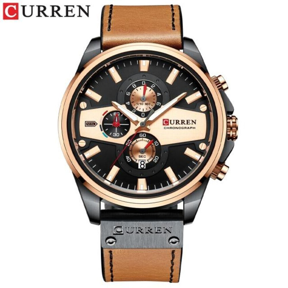 (Orange) Curren Montres Homme Mode Casual Quartz Sport Montres 2021 Bleu Montre Homme Chronographe