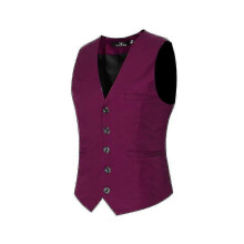 (S,Dark Red)Gilet de costume à col en V pour hommes S Gilet