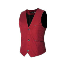(S,Rouge)Gilet de costume à col en V pour hommes S Gilet