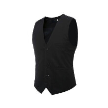 (2XL,Black)Gilet de costume à col en V pour hommes S Gilet
