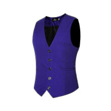 (3XL,Blue)Gilet de costume à col en V pour hommes S Gilet