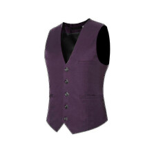(3XL,Dark Purple)Gilet de costume à col en V pour hommes S Gilet