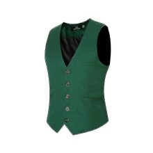 (L,Green)Gilet de costume à col en V pour hommes S Gilet
