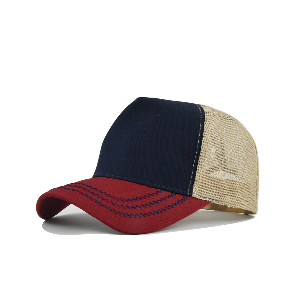 (Bourgogne à marine-solide) Logo Hard Top 5 pièces casquette de Baseball en maille pour hommes femmes