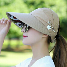 (Kaki) Femmes Dames D'été À Large Bord Pliable Chapeau De Soleil Anti-UV Plage Visière Casquettes Chapeaux