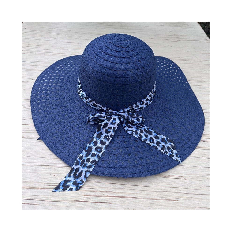 (Bleu marine) casquette pliable à large bord femmes chapeau de plage parasol Anti-UV chapeau de soleil
