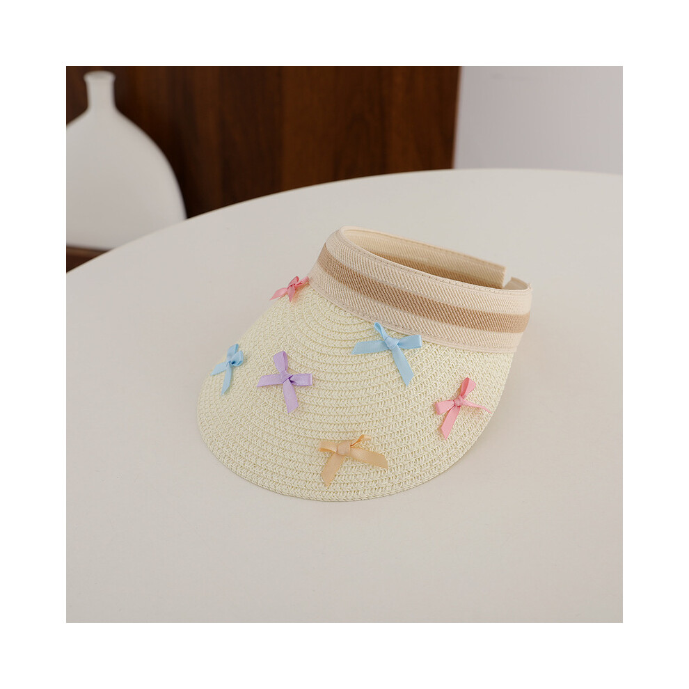 (Blanc-enfants (52-54 cm)) fille bébé été chapeau de paille décontracté nœud papillon grand bord pare-soleil