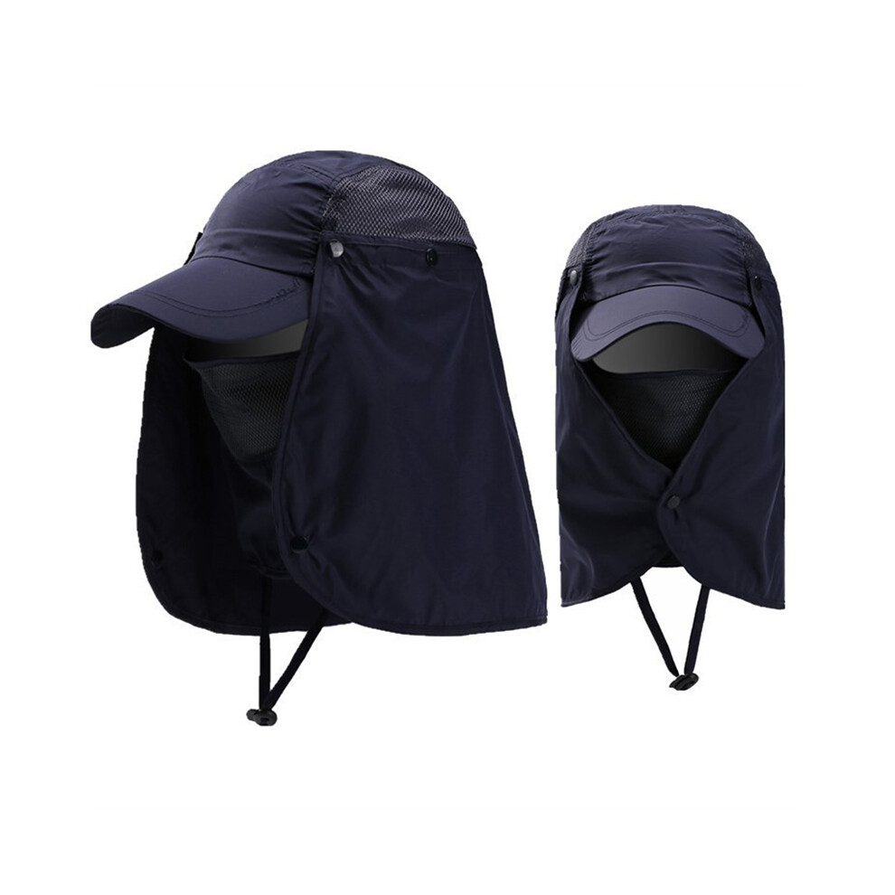 (Bleu marine) Protection solaire extérieure pêche soleils anti uv daiva Protection visage cou rabat