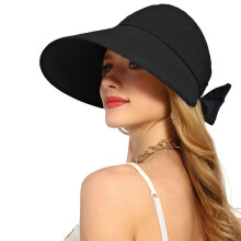 (Noir) chapeau de soleil pliable pour femmes, chapeau de pêcheur de plage en plein air d'été pour parfait