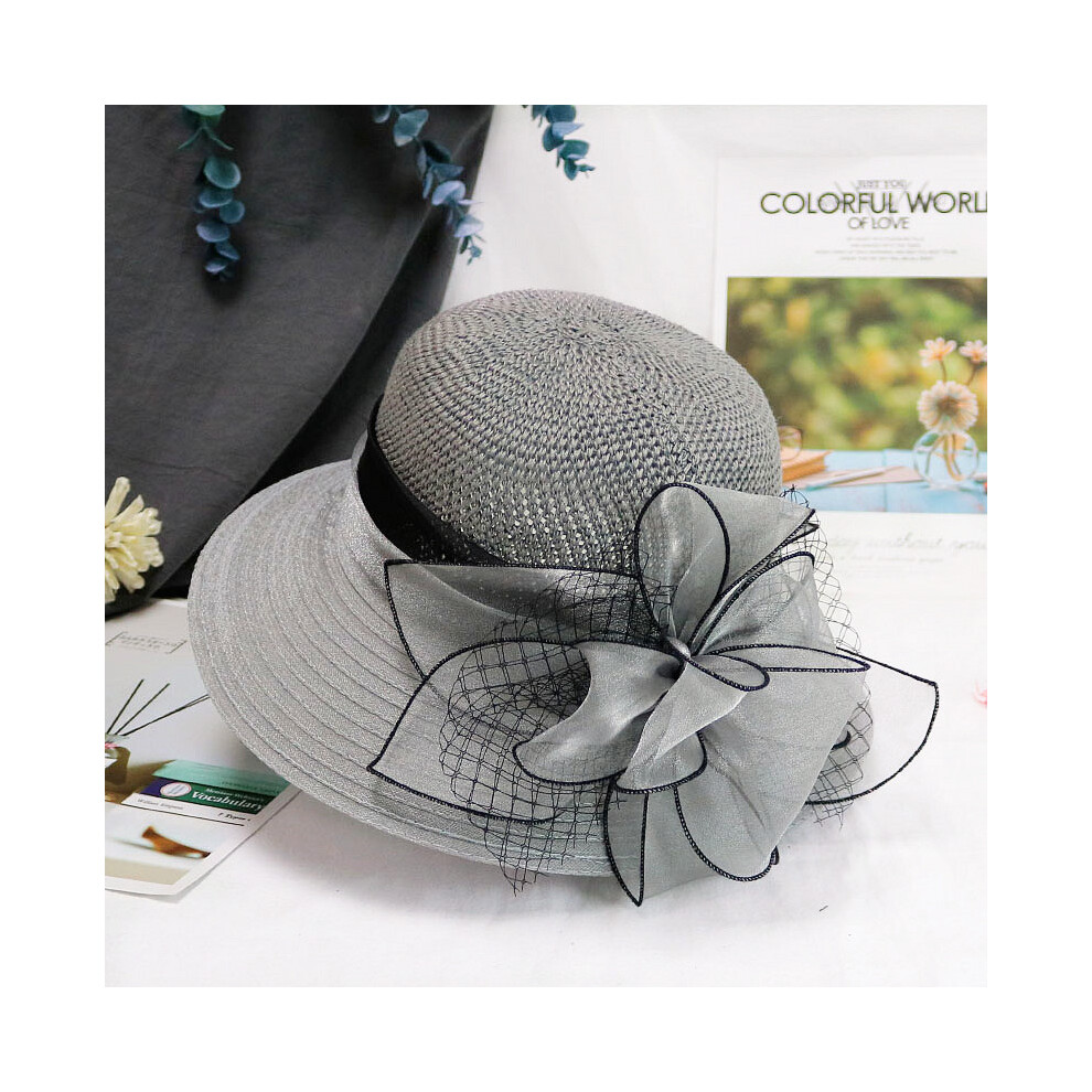 (5-taille unique) chapeaux d'été pour femmes Organza fleur maille parasol chapeau vacances plage chapeau