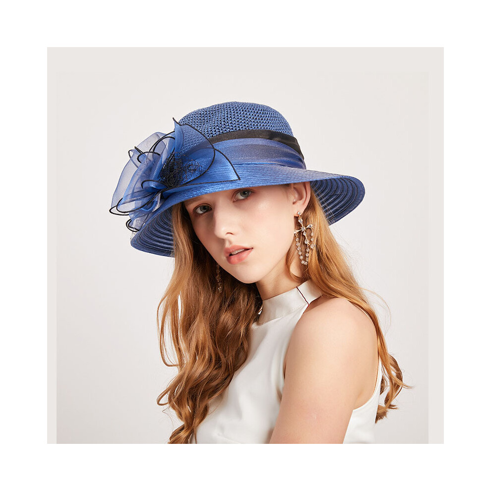 (2-taille unique) chapeaux d'été pour femmes Organza fleur maille parasol chapeau vacances plage chapeau