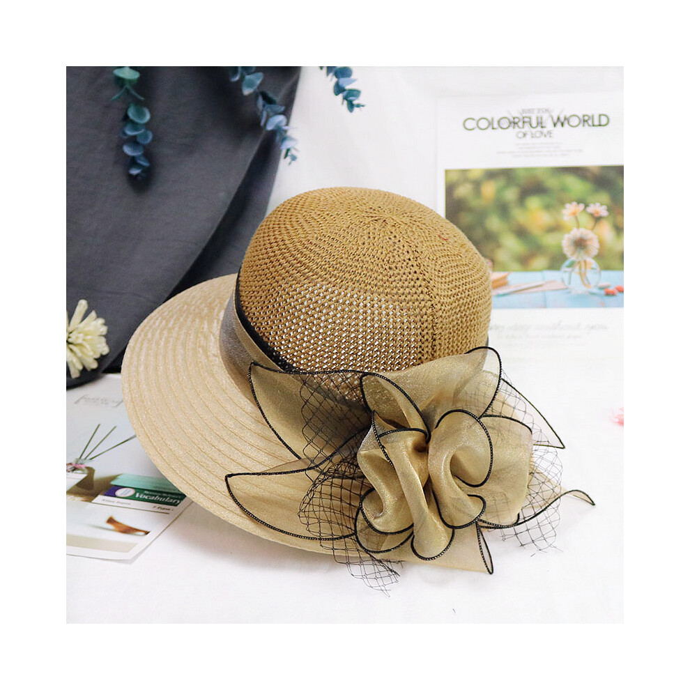 (3-taille unique) chapeaux d'été pour femmes Organza fleur maille parasol chapeau vacances plage chapeau