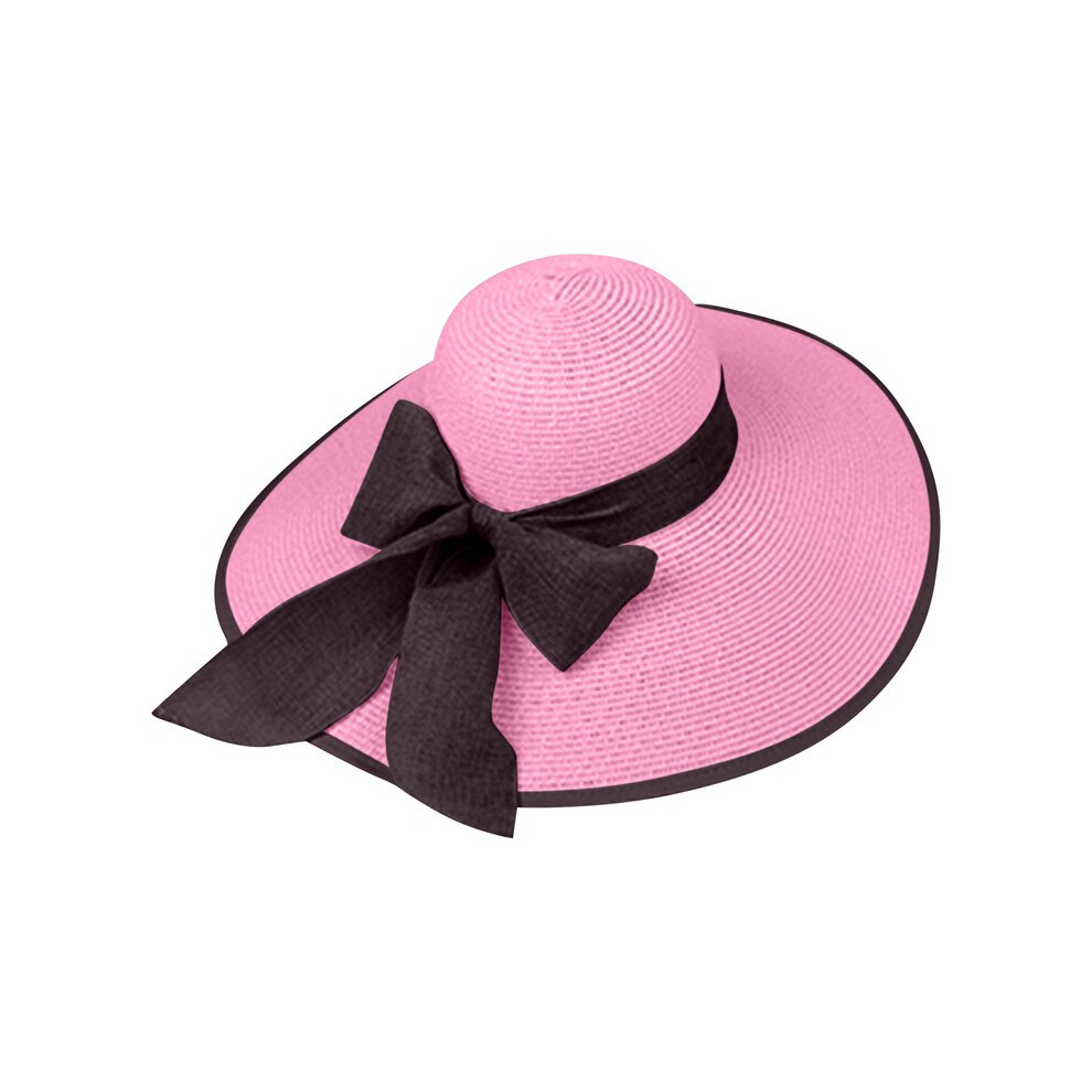 (Noir-taille unique) été élégant plage parasol chapeau de paille femmes plage vacances crème solaire