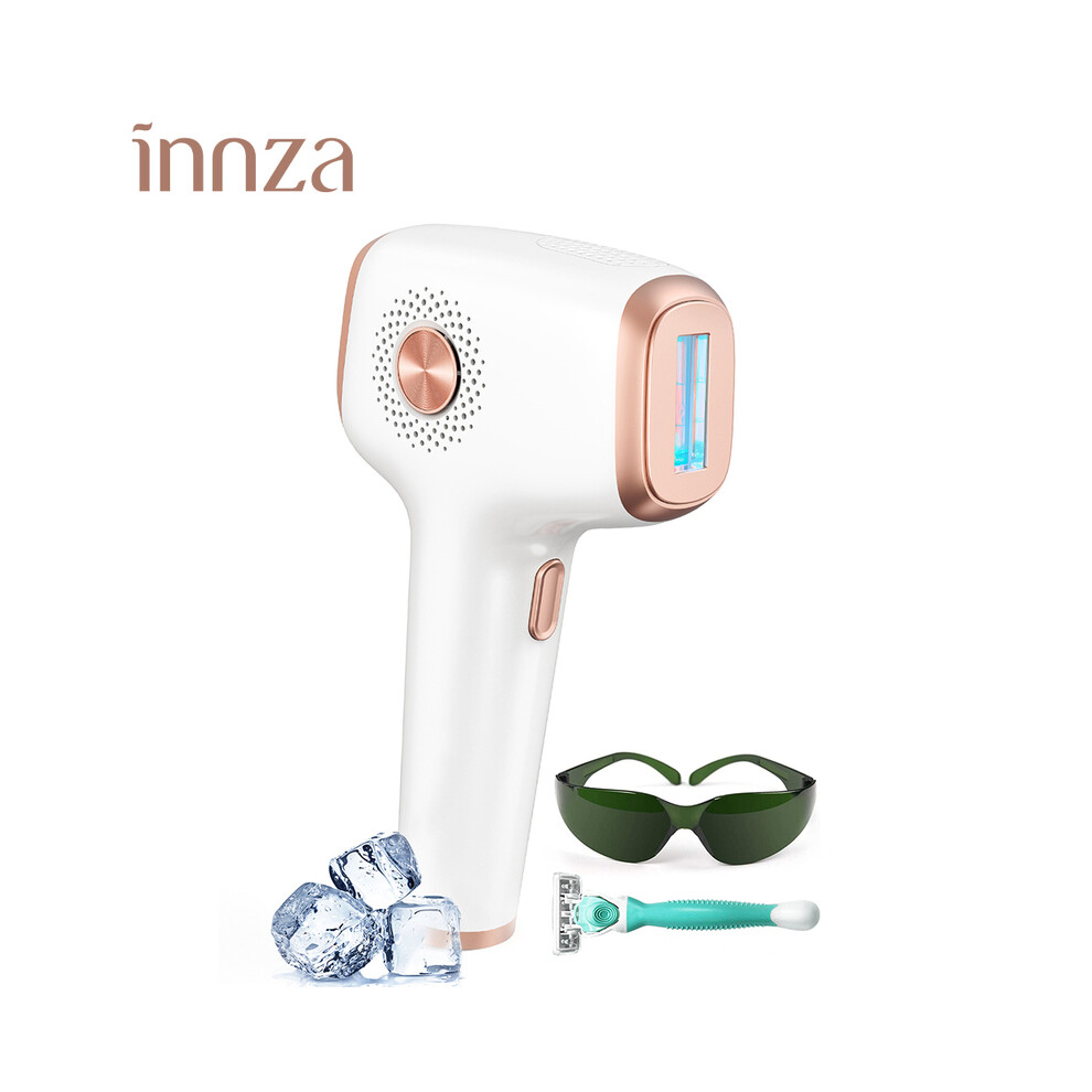 (Blanc) Épilation INNZA avec fonction de soin de refroidissement par glace pour femmes permanentes,