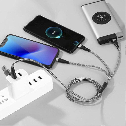 Multi USB Cable, 5 in 1 Multi USB A/C Charger Nylon Braided Data Cable with iP Micro USB Type C Connector 2