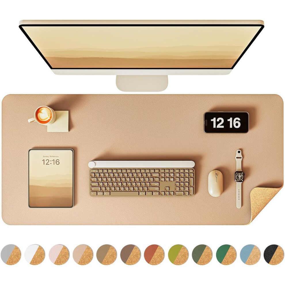 (Liège Abricot - 60 x 35 cm) Sous-main double face, sous-main en cuir, protection de sous-main en liège