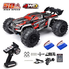 (16102-Red-2B) 1:16 75 km/h oder 50 km/h 4WD RC-Auto mit LED-Fernbedienung, Hochgeschwindigkeits-Drift-Monstertruck