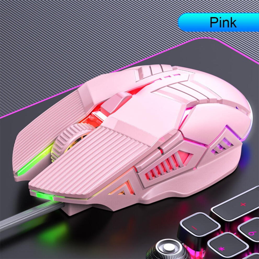 (Rosa Sonoro) Mouse Da Gioco Ergonomico Cablato 3200 Dpi Mouse Usb Gaming Rgb Mause Mouse Da Gioco 6