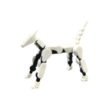 (weißer Hund)DIY leuchtender T13 mehrgelenkiger, beweglicher Gestaltwandler-Roboter, 3D-gedruckte Schaufensterpuppe,