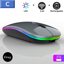 (Grau-2,4 G) Lautlose Bluetooth-Maus, wiederaufladbar, kabellos, für Computer, Laptop, optische Maus