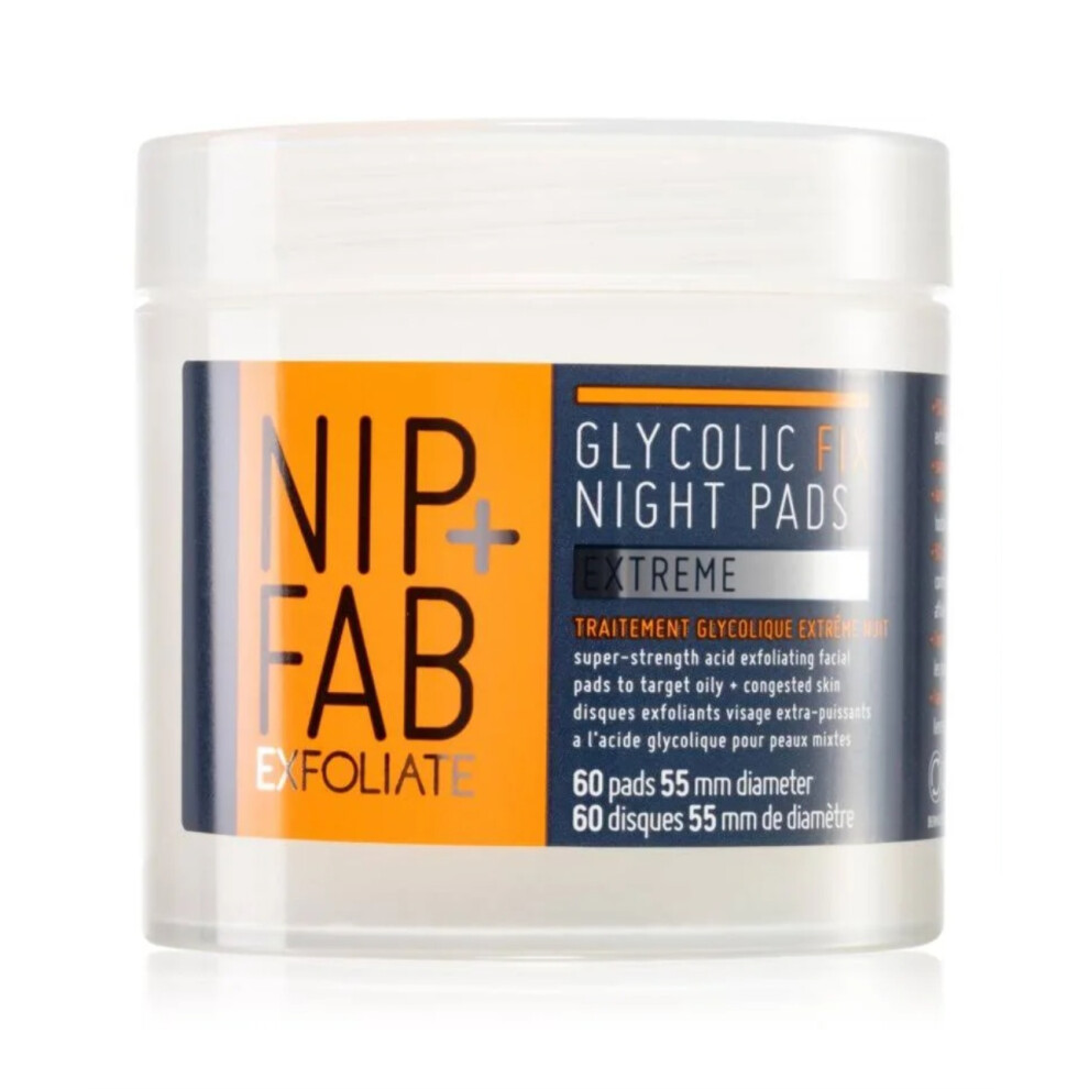 NIP + FAB Exfoliate Glycolic Fix Night Pads EXTREME 60 Pads