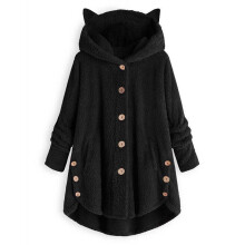 (Black, 5XL) Warm Winter Womens Fleece Hoodie Hooded Coat Ladies Casual Long Jacket Size Plus