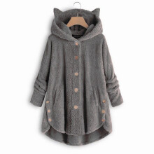 (Dark Gray, M) Warm Winter Womens Fleece Hoodie Hooded Coat Ladies Casual Long Jacket Size Plus