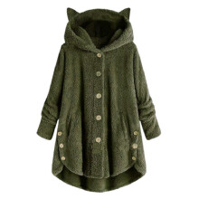 (Army Green, 5XL) Warm Winter Womens Fleece Hoodie Hooded Coat Ladies Casual Long Jacket Size Plus
