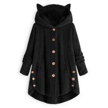 (Black, 3XL) Warm Winter Womens Fleece Hoodie Hooded Coat Ladies Casual Long Jacket Size Plus