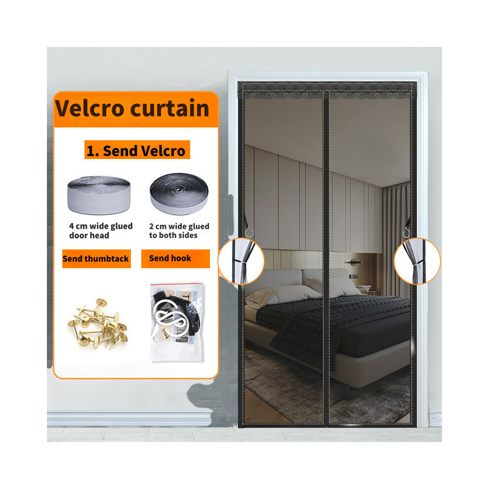 (Pure Black, 145x245cm(57x96inch)) Magnetic mosquito net door, insect repellent curtains for French doors to prevent mosquitoes and other pests, quick installation. - Pure Black