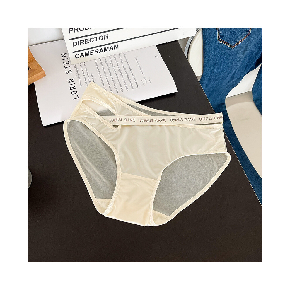 (Light Yellow) Sheer Fashionable 8251 Lace Satin Mesh Mid Waist Underwear For Girls Featuring Breathable Fabric And Cotton Lining For Day C All-image-OPC-PGVCZTG-NEW