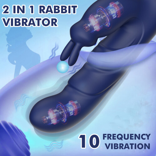 10 Speed Dual Motor Rabbit Vibrator G Spot Silicone Dildo 2