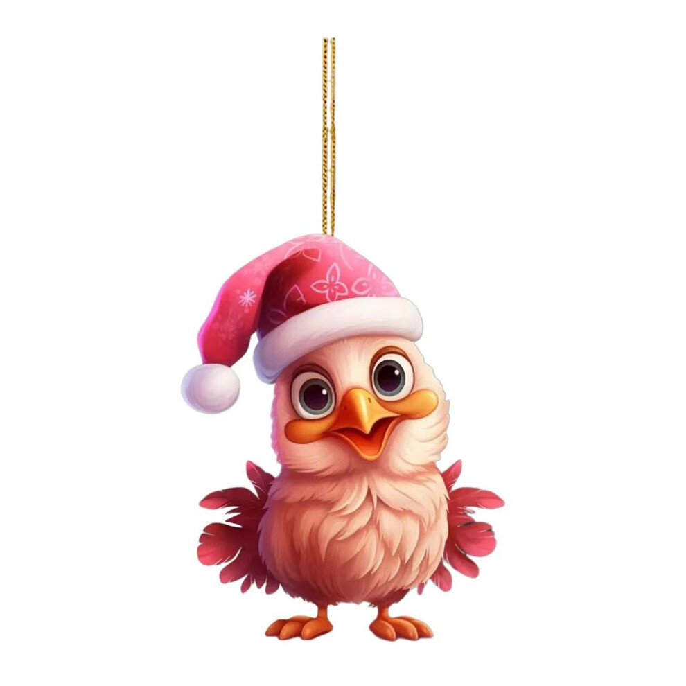 (6) Lovely Pink Cartoon Chick Car Decoration Versatile Acrylic Pendant For Cheer Festive Christmas-image-OPC-PGVD6JB-NEW