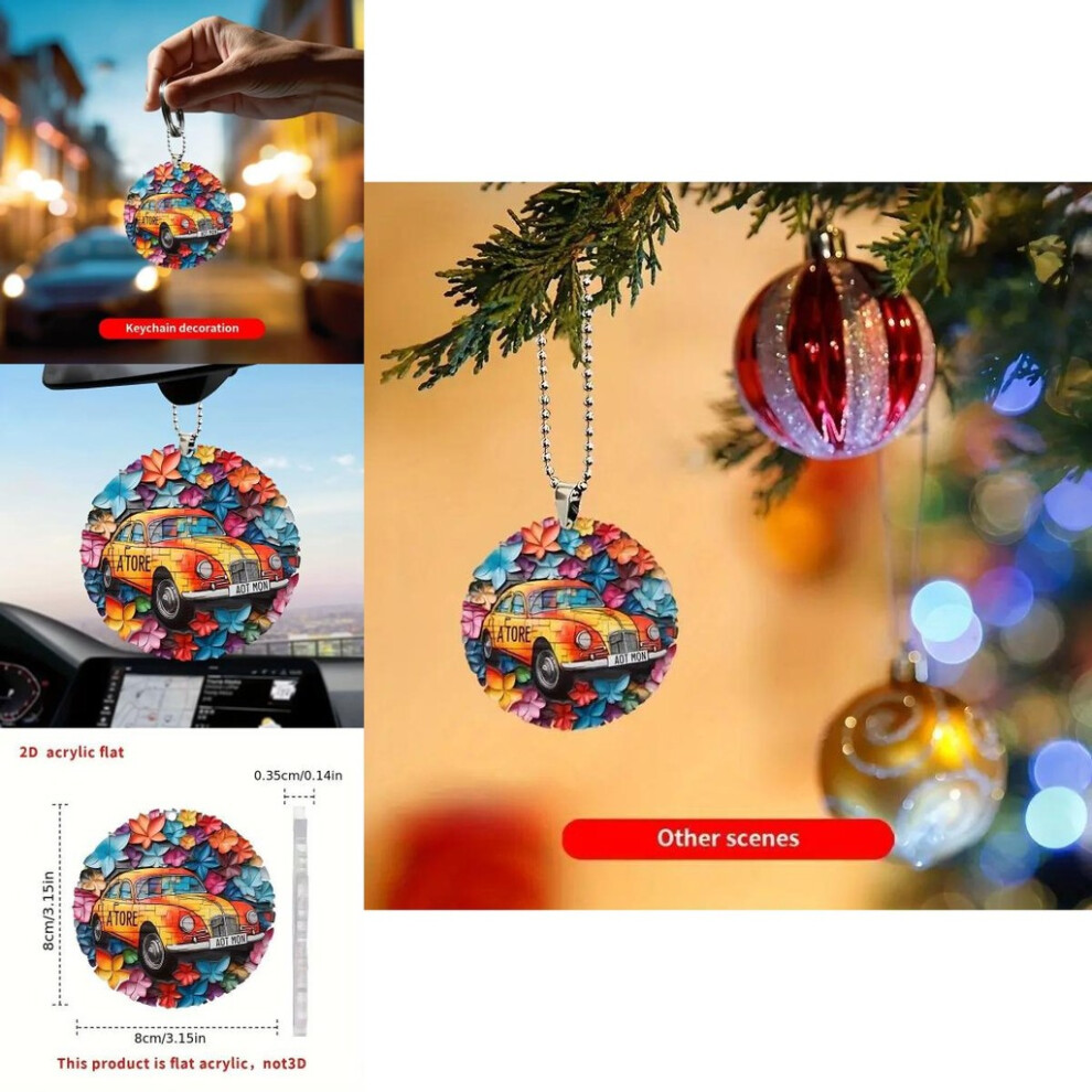 Car Vibrant Acrylic Decorative Pendant Charming Floral Design Stylish For Vehicles-image-OPC-PGVD9F7-NEW