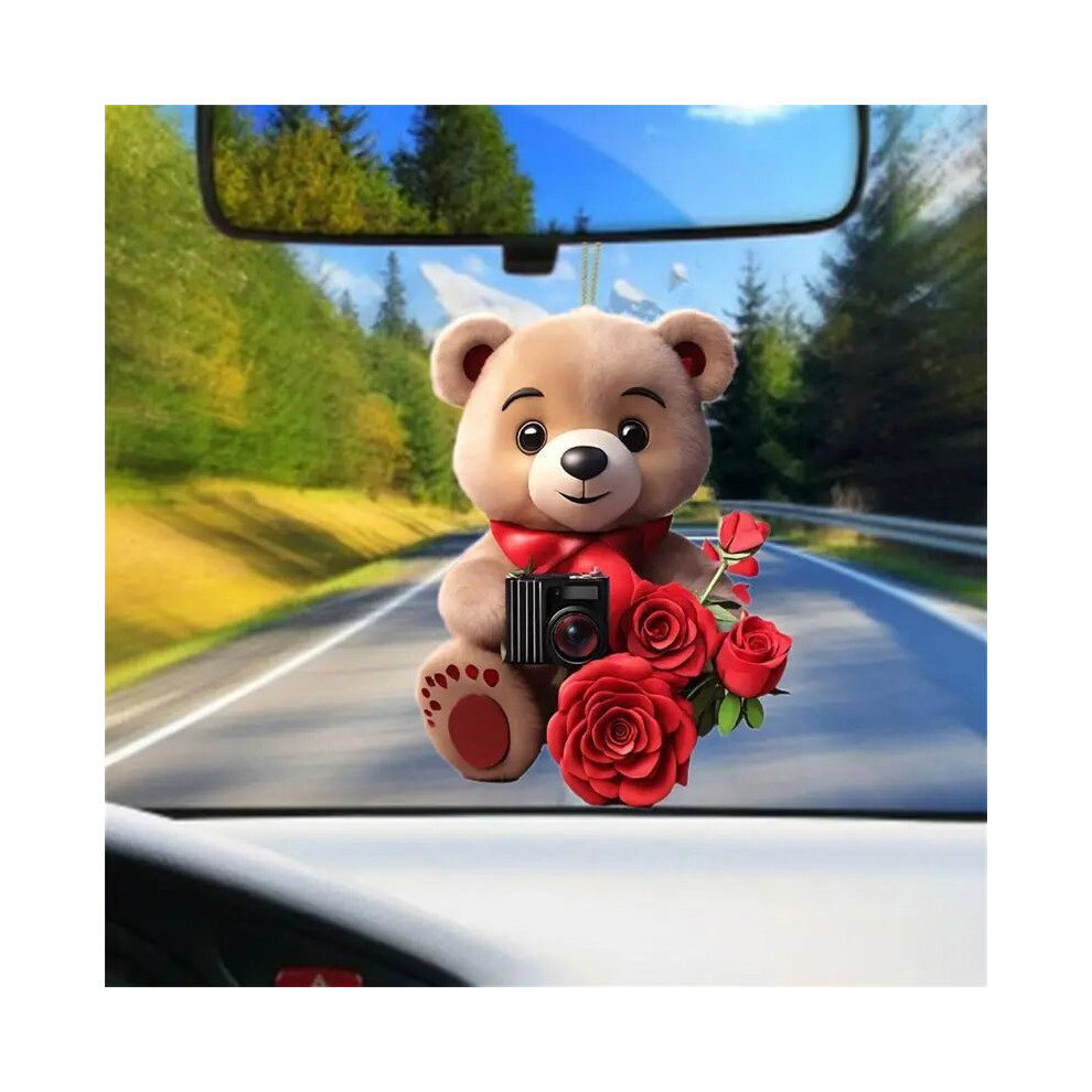 (1) Christmas Festive Acrylic Bear Rose Tree Cute Home Decoration For Interior Car-image-OPC-PGVD9YT-NEW