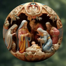 (4) Jesus Intricate Acrylic Birth Scene Car Hanging Decor For A Christmas Touch Vintage