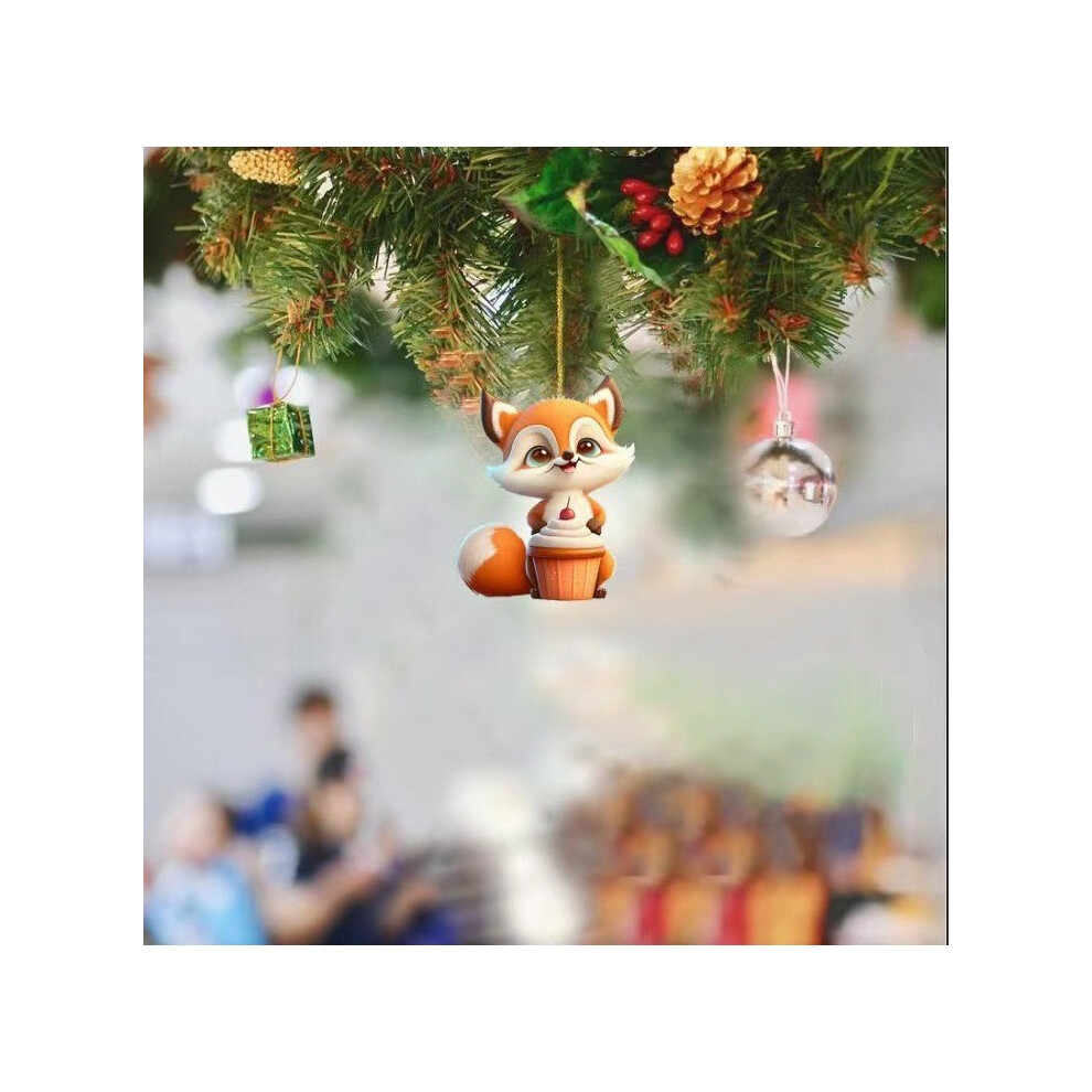 (1) Acrylic Cute Fox Car Hanging Ornament Creative Christmas Animal Tree Decor-image-OPC-PGVDBZJ-NEW