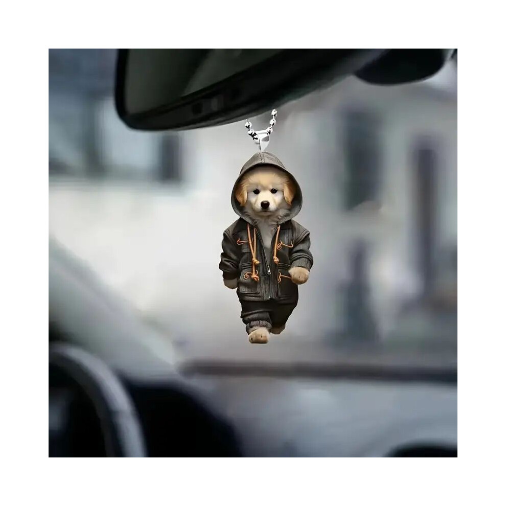 Golden Beautiful Acrylic Retriever Hanging Ornament Modern Car Decoration Interiors Stylish For-image-OPC-PGVDJKB-NEW