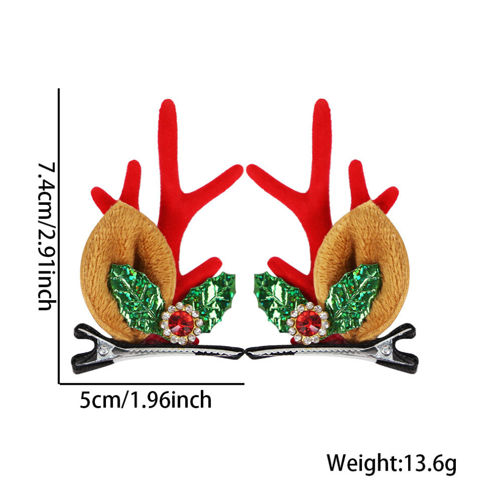 (Red Gem Leaf Antler) Stylish Christmas Hair Accessories With Cute Plush Antlers And Festive Decorations Women For-image-OPC-PGVDJYN-NEW