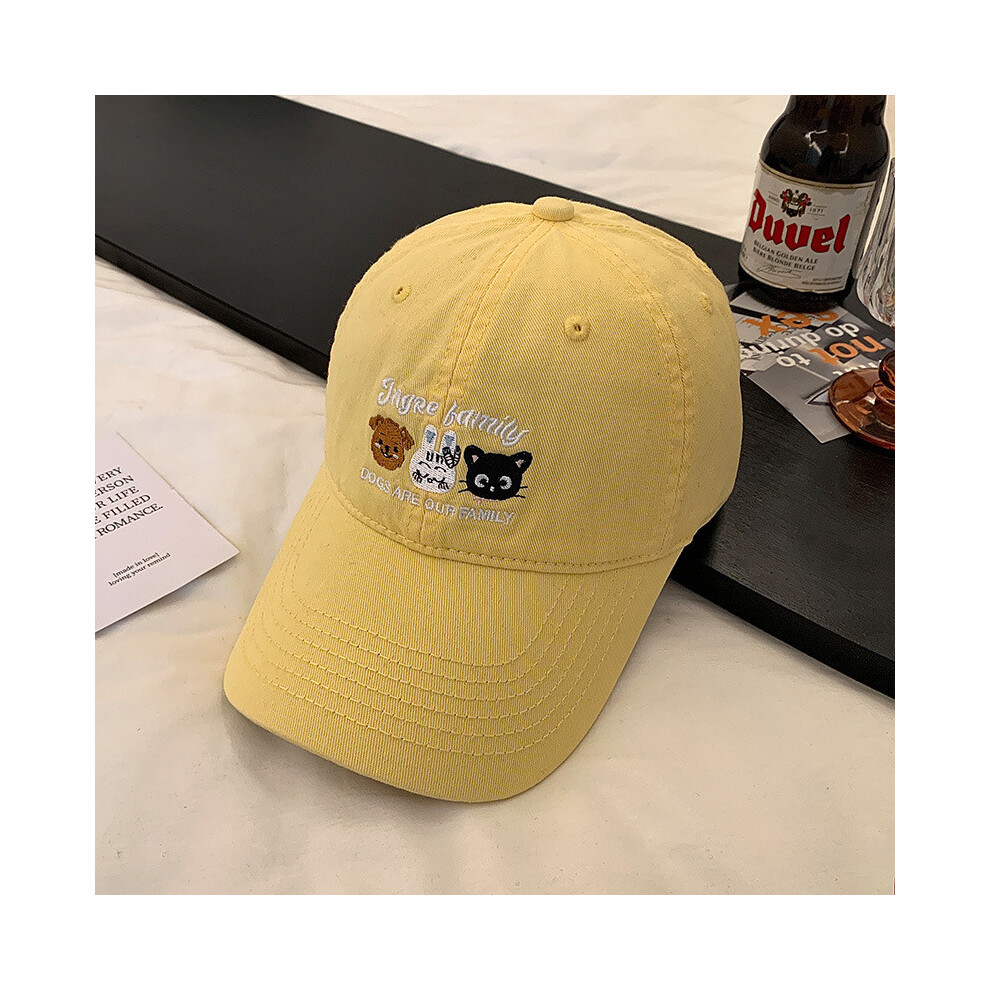 (Yellow) Comfortable Embroidered Green Cap With Wide Brim And Adjustable Size Perfect For Spring And Looks Casual-image-OPC-PGVDK6C-NEW