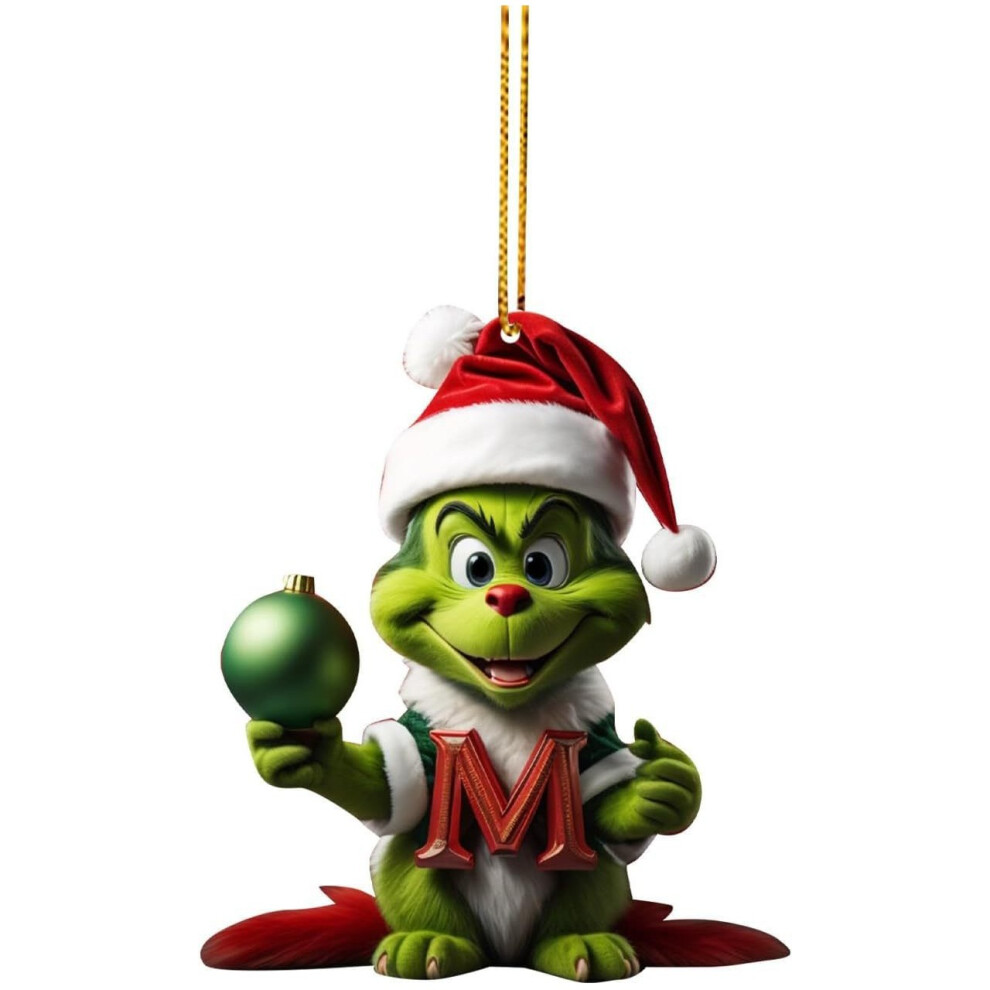 (StyleM) Colorful Alphabet Grinch Christmas Tree Ornaments Charming Acrylic Hanging Decor